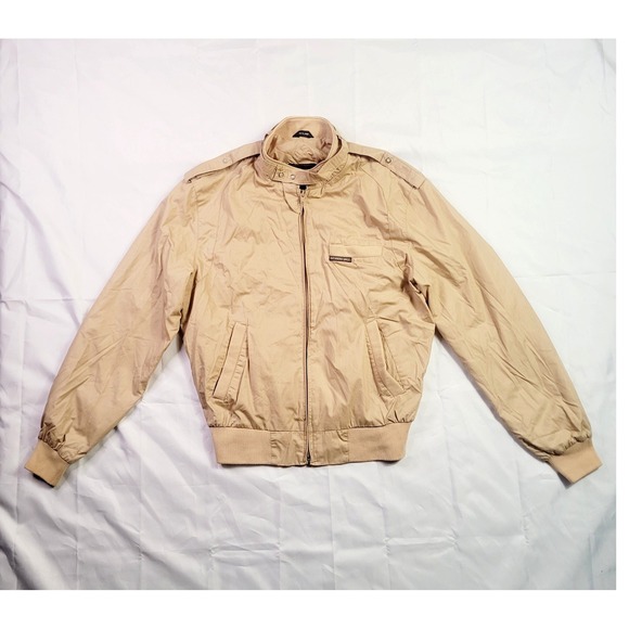 Members Only Other - Members Only Mens Vintage Iconic Racer Jacket 40 Tan Beige Zip Up L12